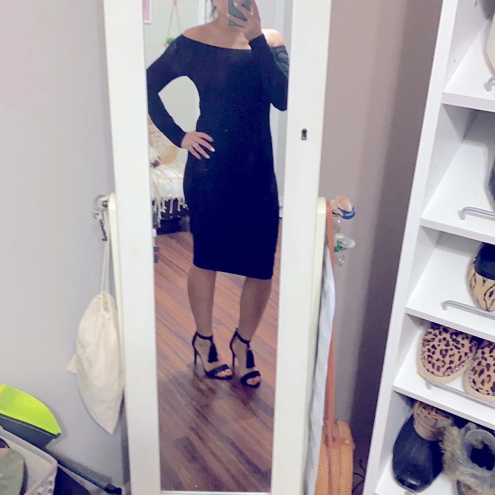 Sexy , chic off the should black dress